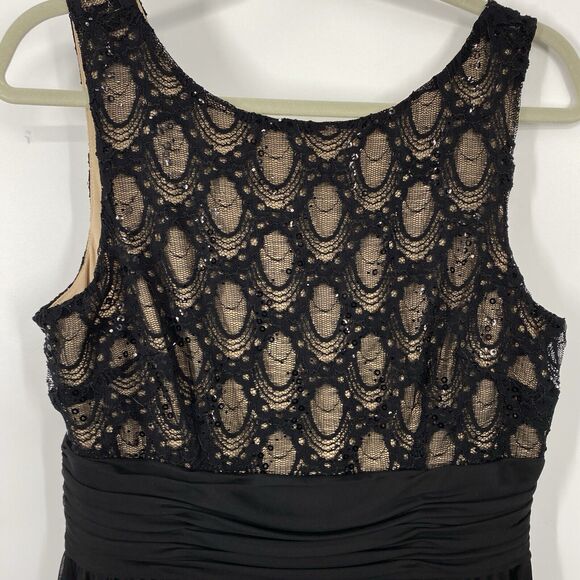 JH Evenings Sleeveless Lace Sequined Midi Dress Size 12 Black Full Skirt Event - Picture 4 of 12
